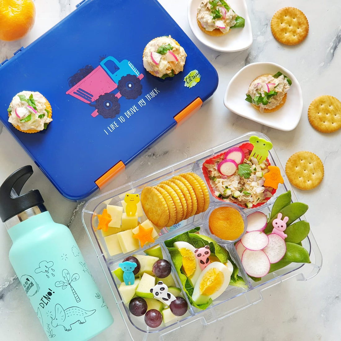 Healthy Snack.. Tuna Salad Canapes- 6 Compartment Lunchbox