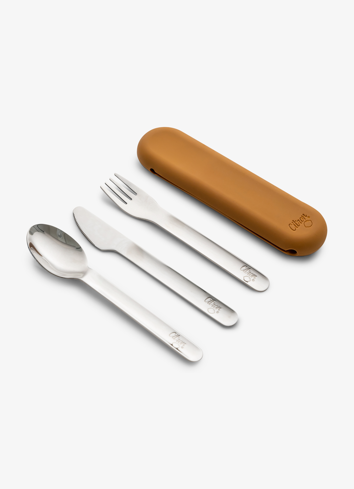 مجموعة أدوات المائدة من الفولاذ المقاوم للصدا - كراميل + حقيبة