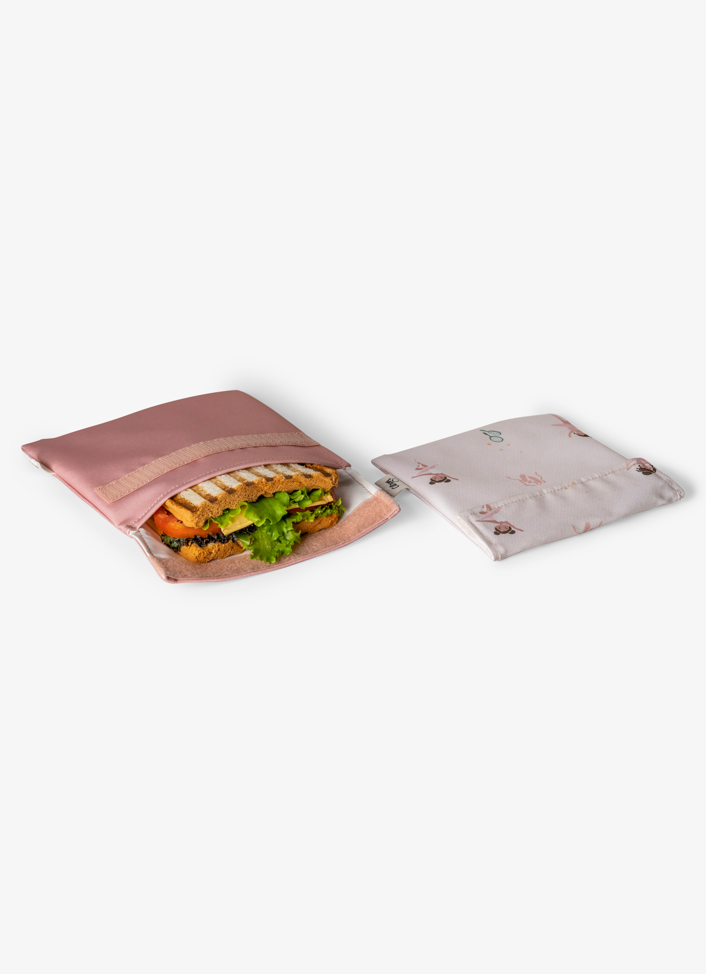 كيس ساندوش قابل لأعادة الأستخدام - طقم من قطعتين - بالرينا / وردي