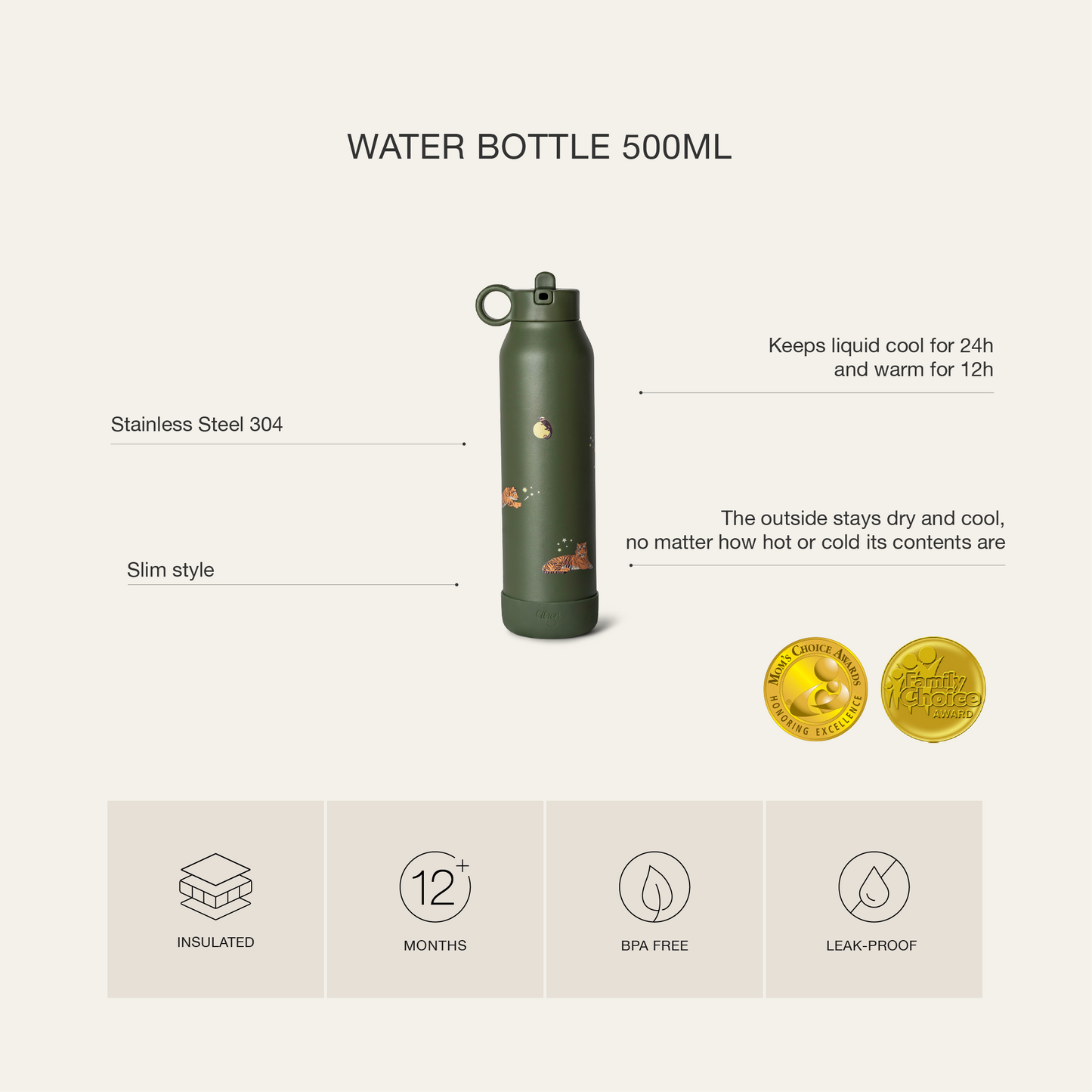 زجاجة ماء متوسطة - 500 مل - طوبي
