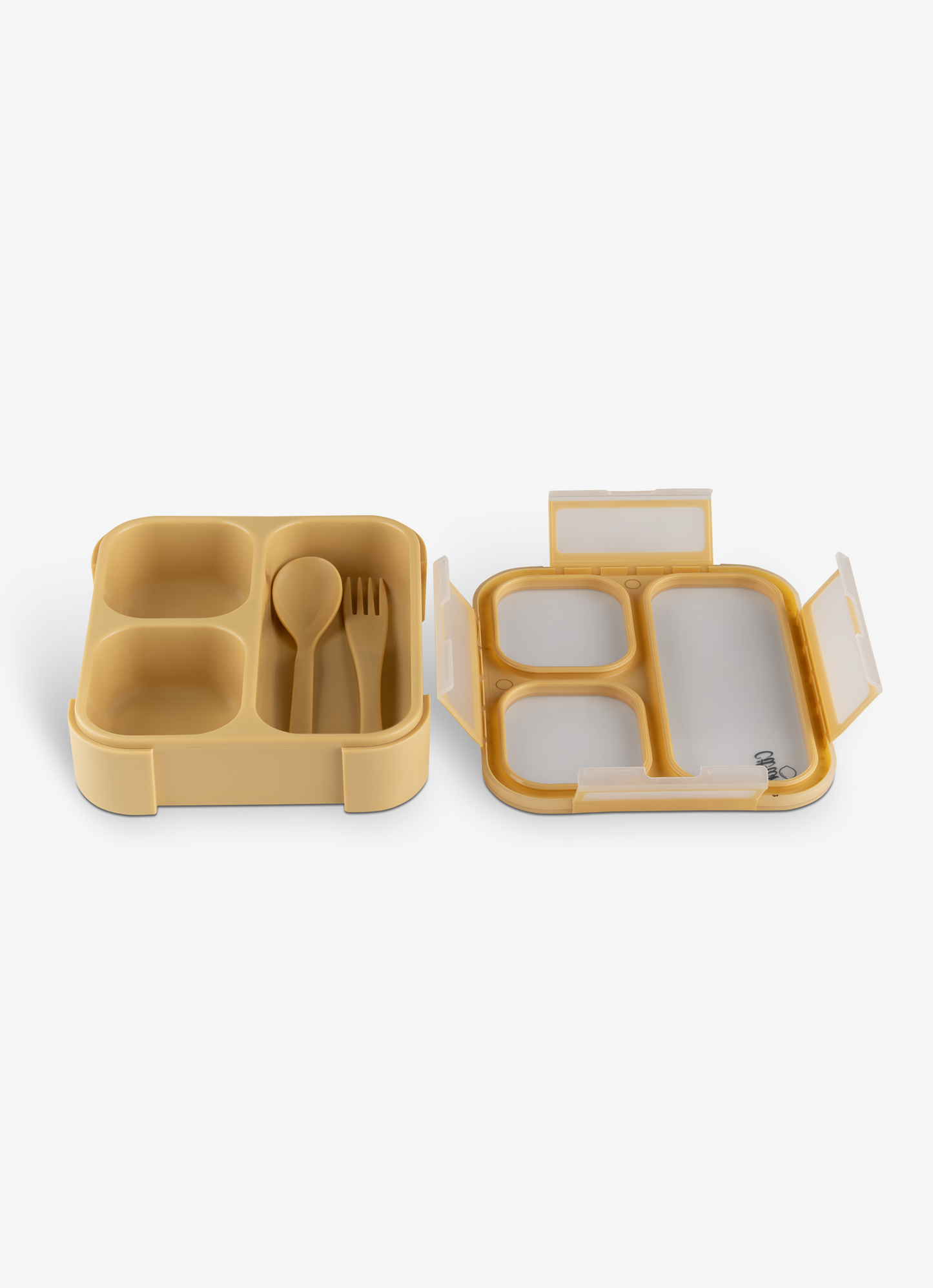 صندوق غداء مع ملعقة وشوكة - أصفر