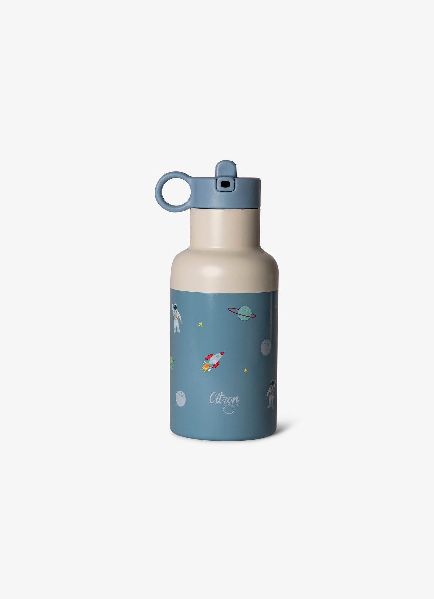 زجاجة مياه - بسعة 350 مل - زرقاء بطبعة سفينة فضاء