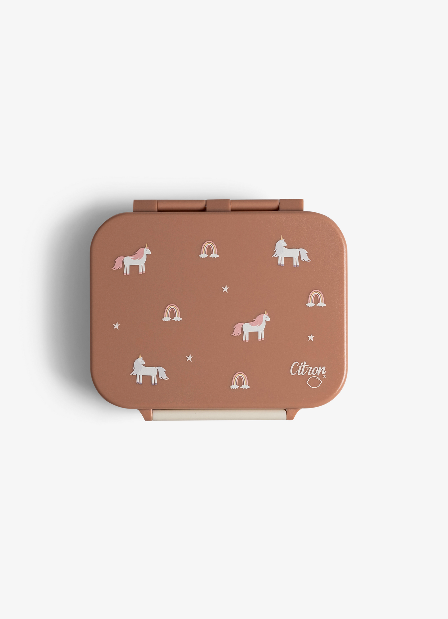 صندوق وجبات خفيفة تريتان - من 3 أقسام - زهري  بطبعة وحيد القرن