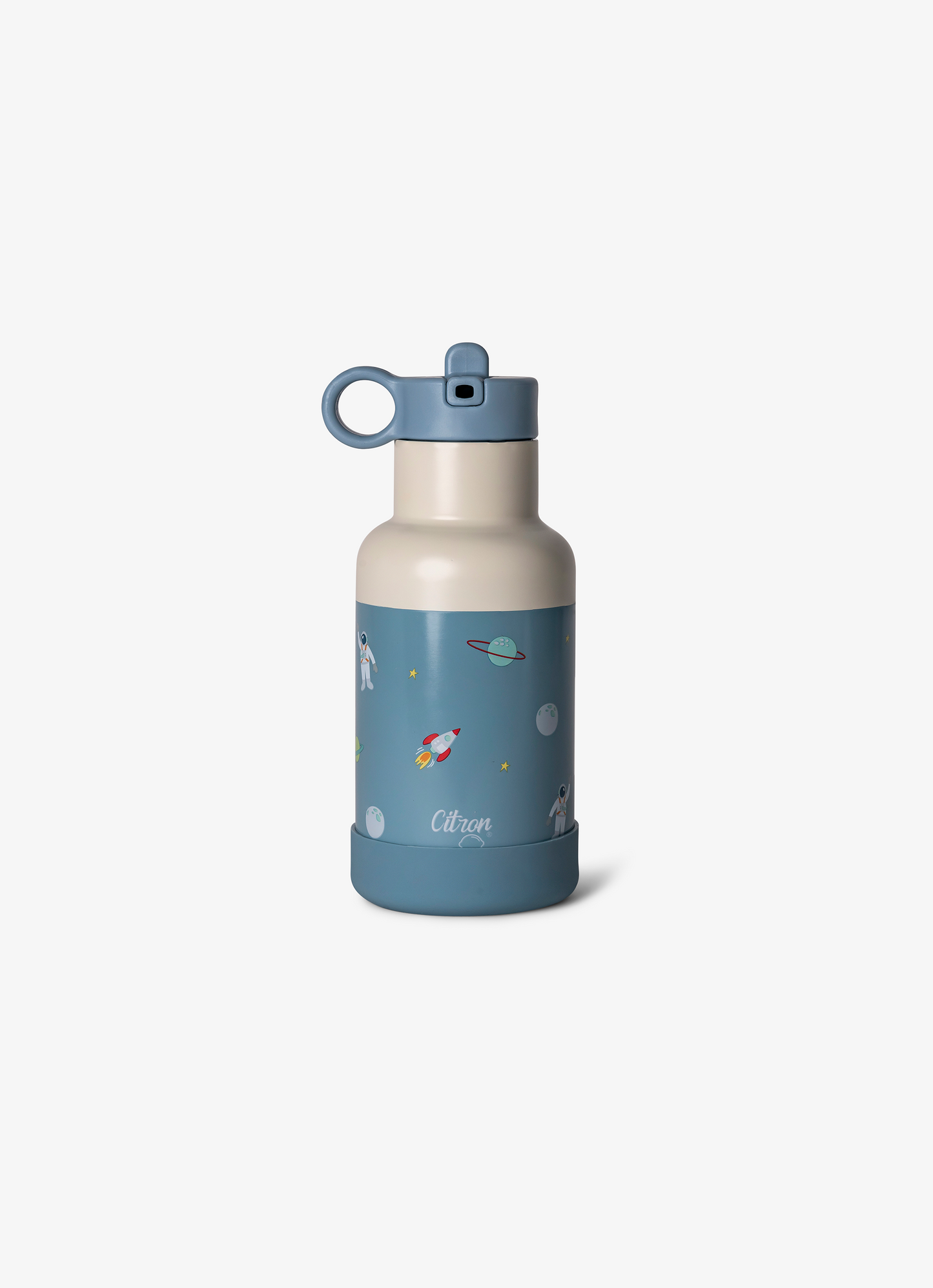 زجاجة مياه - بسعة 350 مل - زرقاء بطبعة سفينة فضاء