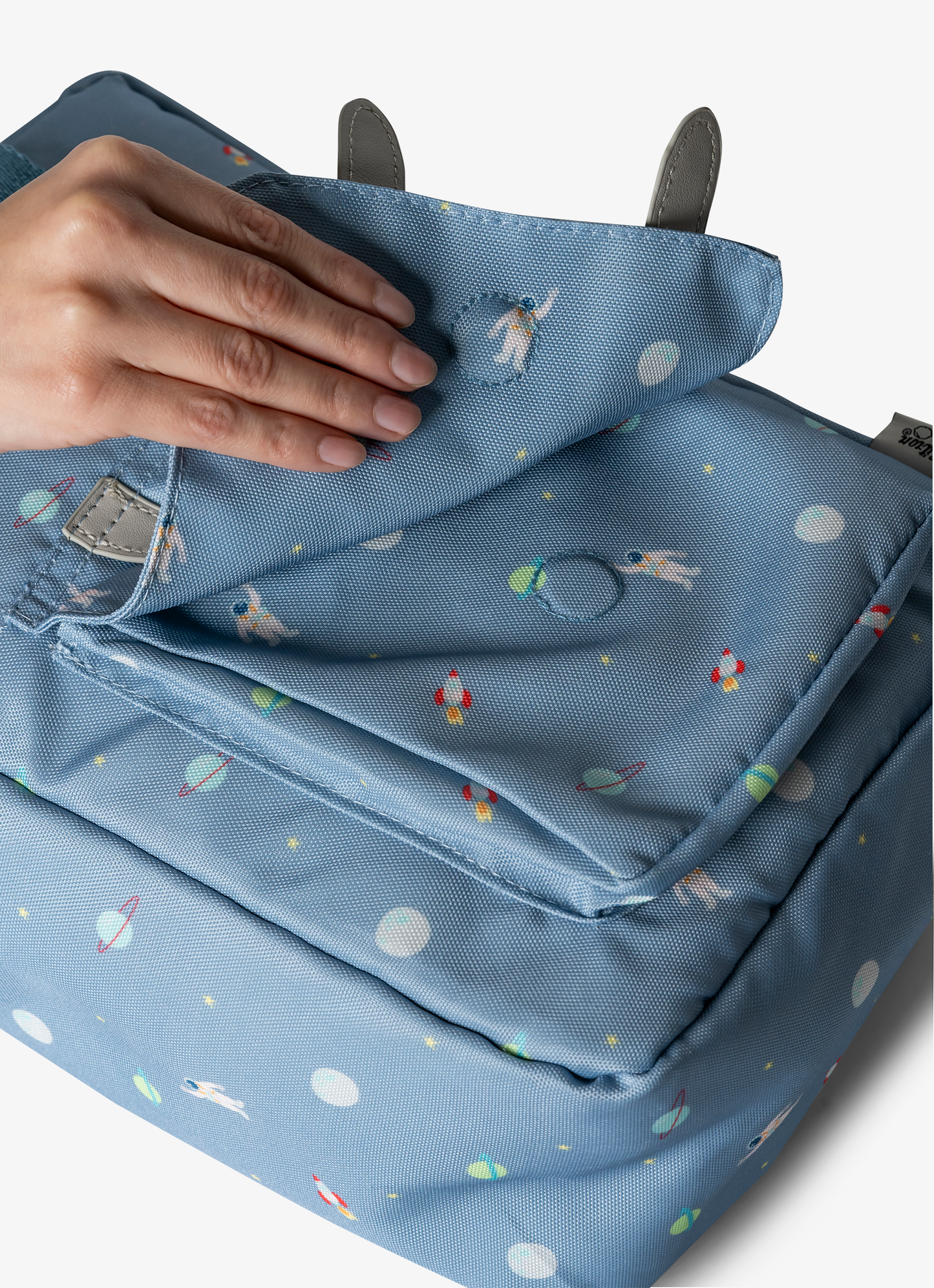 حقيبة ظهر للأطفال- أزرق مع طبعة سفينة فضاء