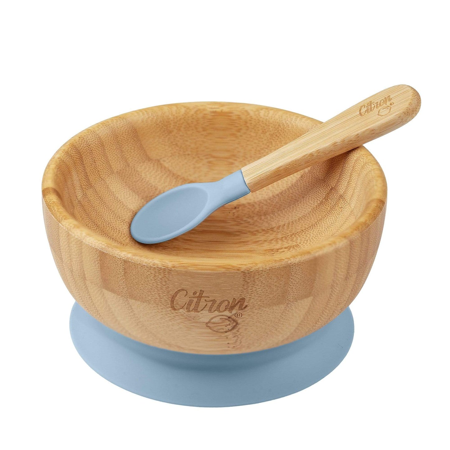 Citron Dubai PRE ORDER- Bamboo Bowl With Dusty Blue Suction And Spoon